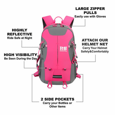 High Visibility Pink Reflective Commuter Bike Backpack |Riderbag Reflektor35